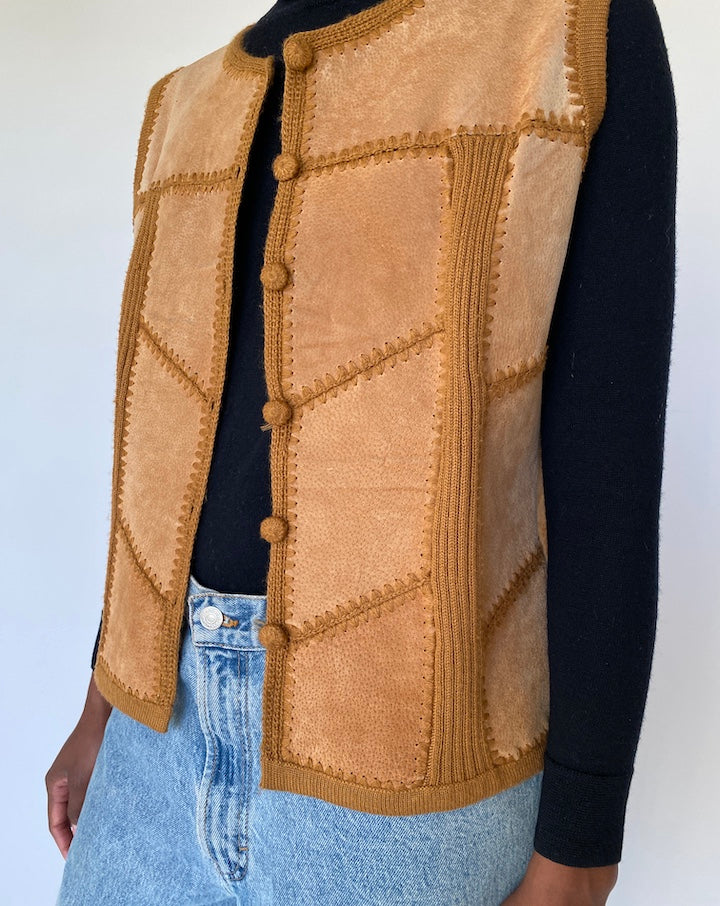 VINTAGE BROWN SUEDE LEATHER VEST 4313