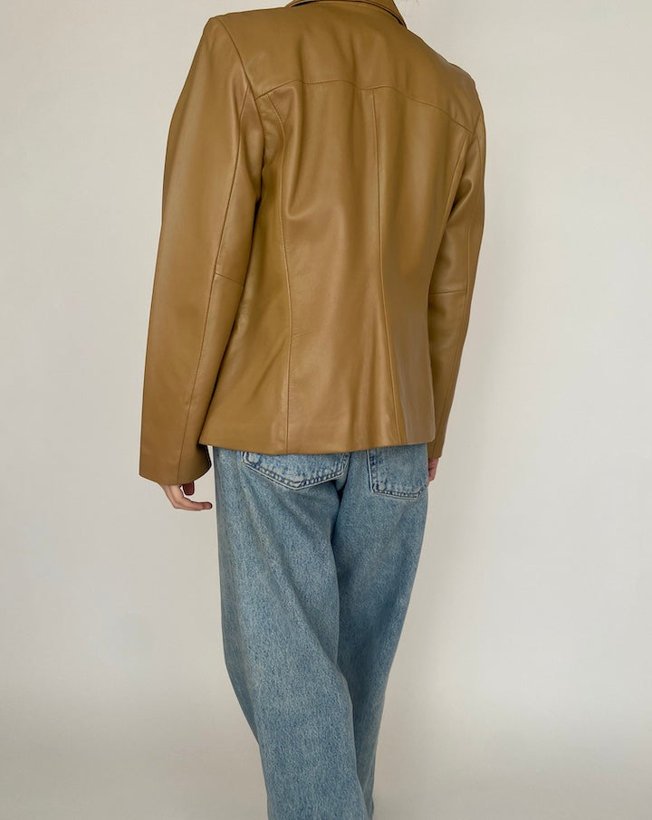 VINTAGE BEIGE LEATHER JACKET 4527