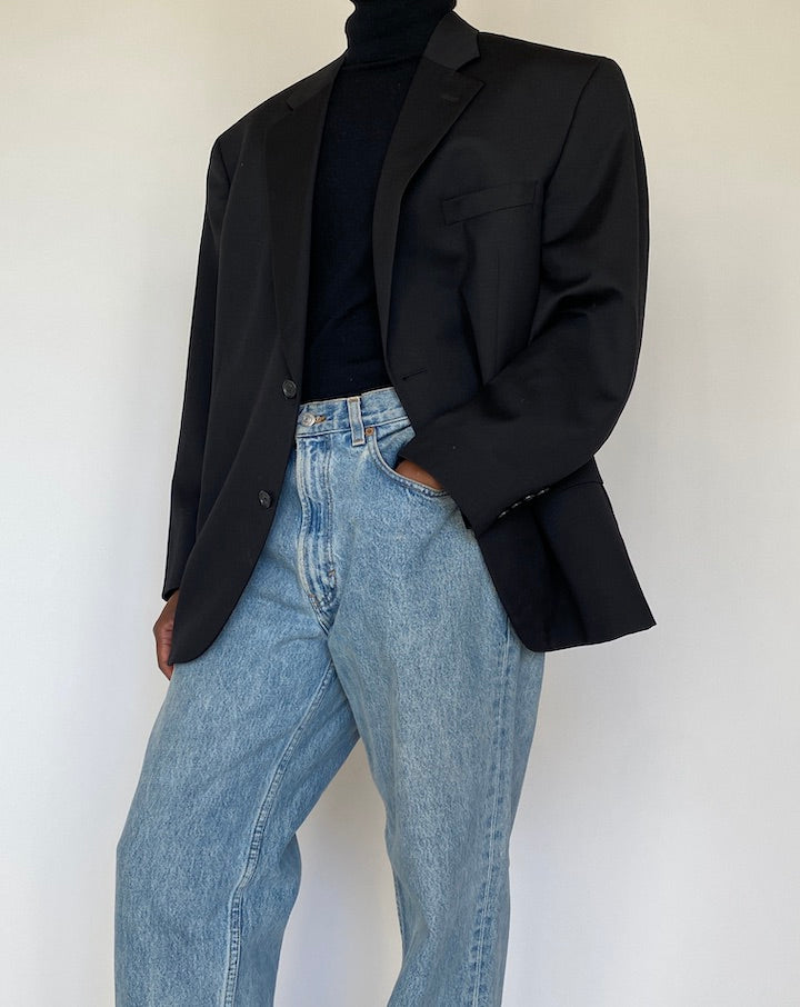 VINTAGE BLACK SINGLE-BREASTED BLAZER 4325