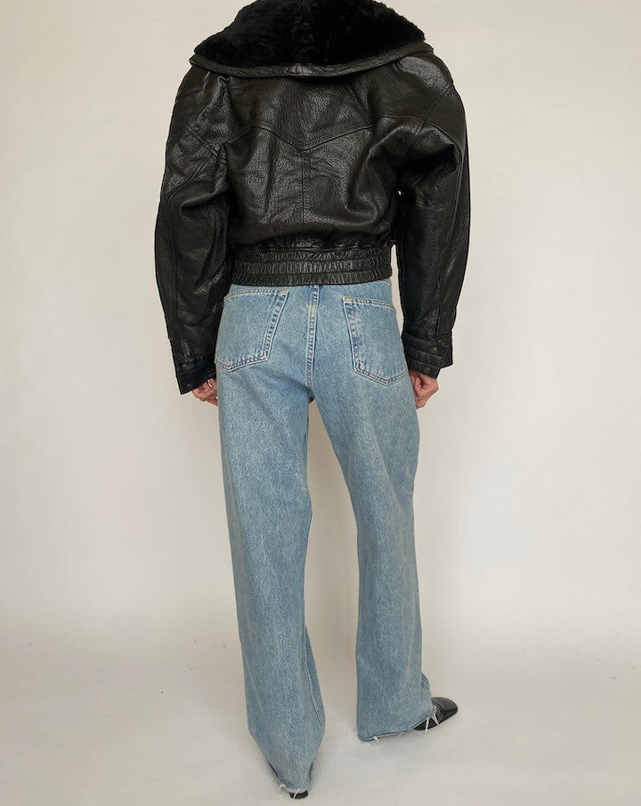 VINTAGE BLACK LEATHER JACKET 4684