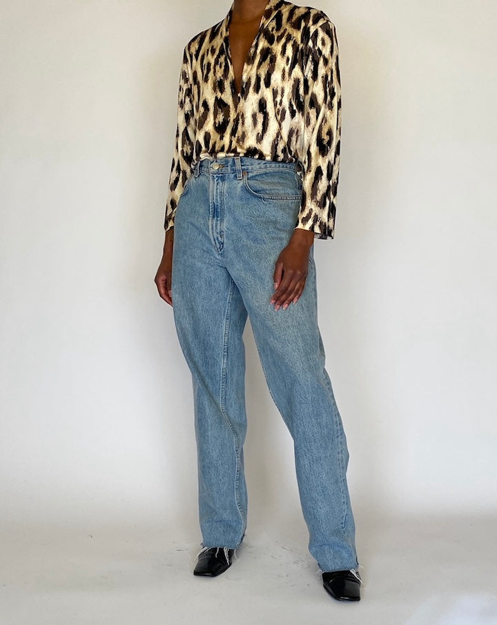 VINTAGE ANIMAL PRINTED LONG-SLEEVE TOP 4473
