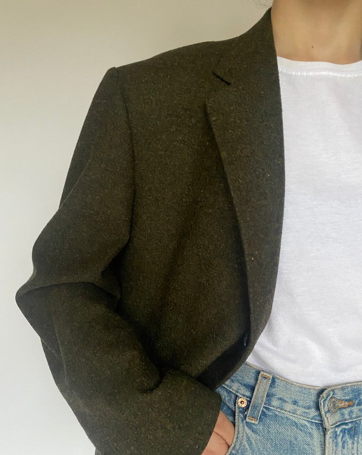 VINTAGE OVERSIZED GREEN WOOL BLAZER 4748
