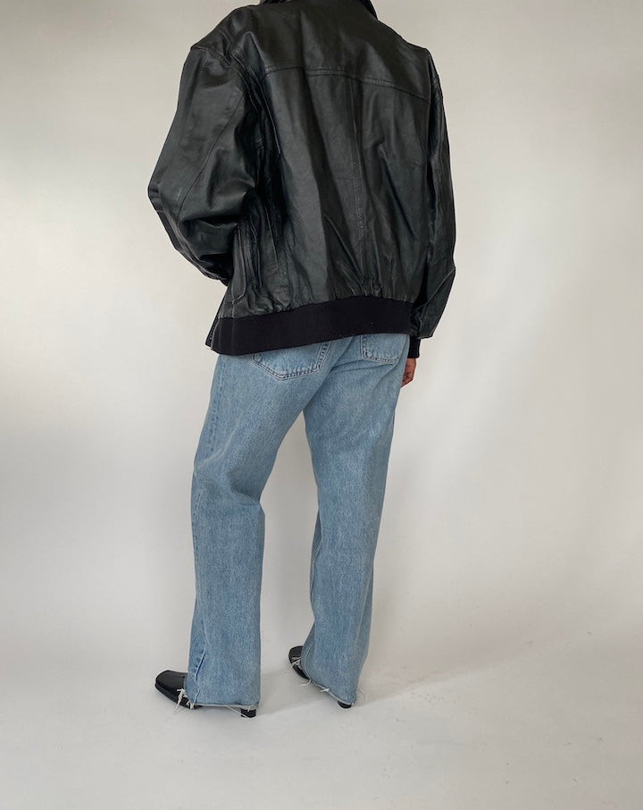 VINTAGE OVERSIZED BOXY LEATHER JACKET 4370