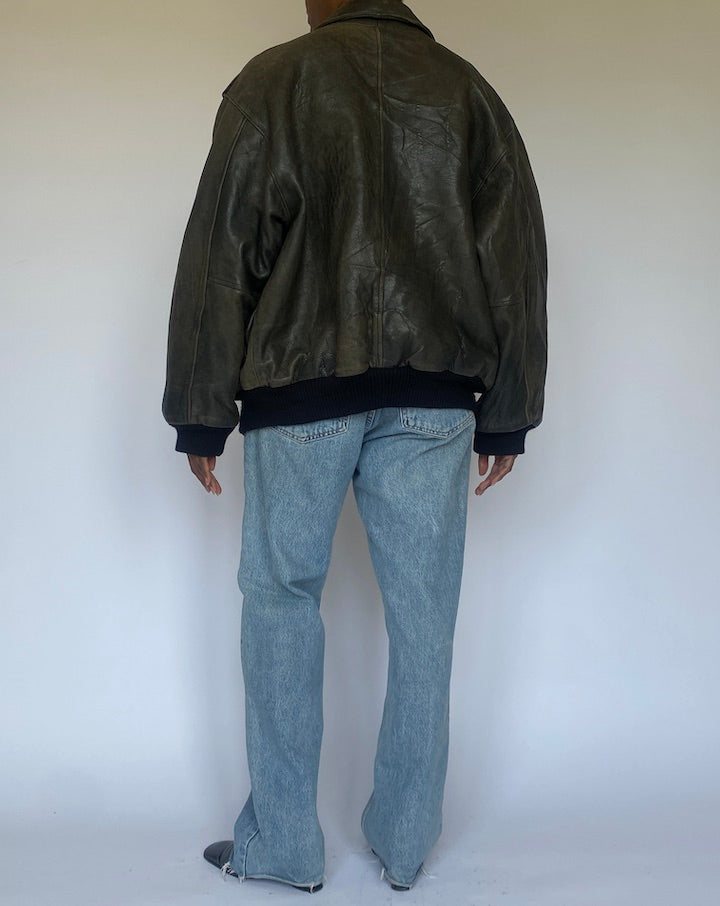 VINTAGE OVERSIZED BOMBER LIKE LEATHER JACKET 4938