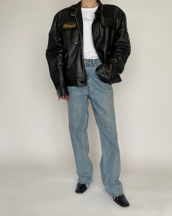 VINTAGE BLACK OVERSIZED LEATHER JACKET 4706