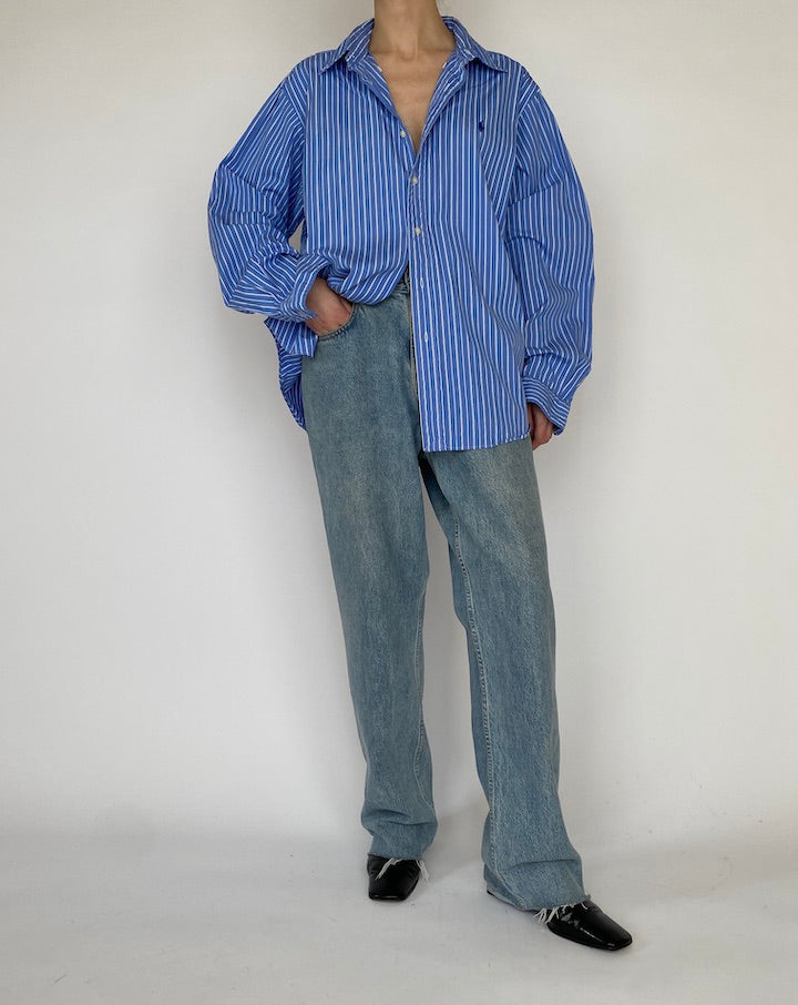 VINTAGE OVERSIZED BLUE STRIPED RALPH LAUREN SHIRT 4732