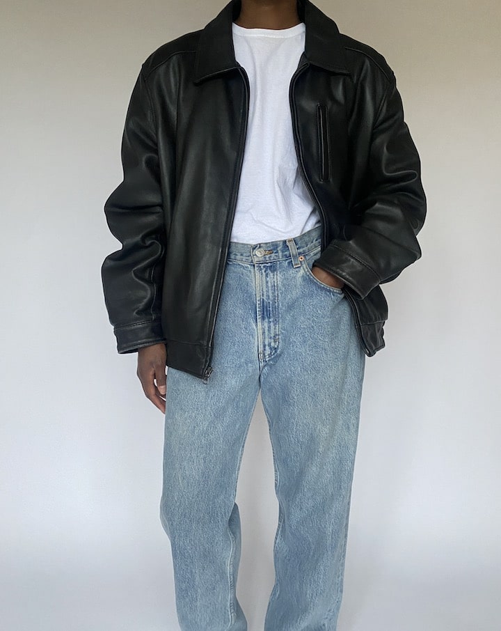 VINTAGE BLACK LEATHER JACKET 4885