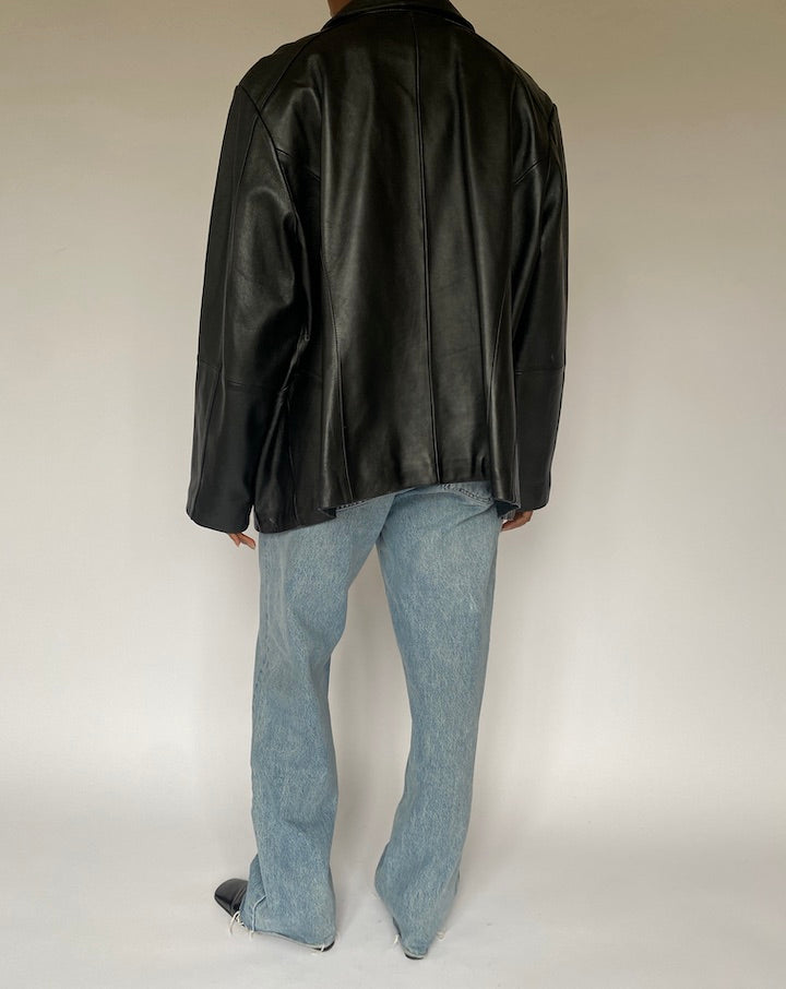 VINTAGE BLACK LEATHER JACKET 4860