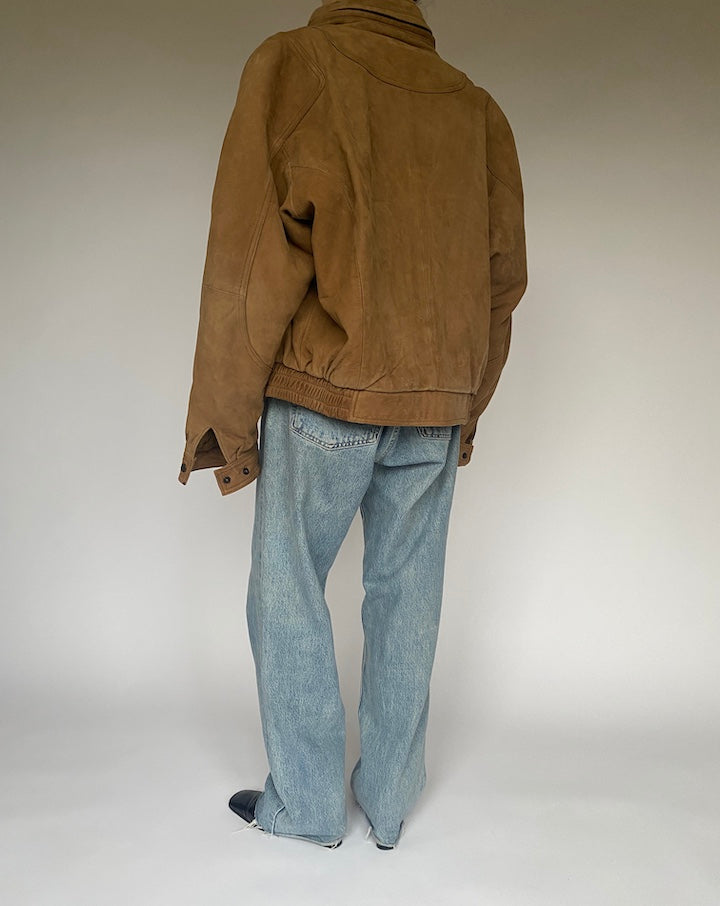 VINTAGE OVERSIZED BROWN BOMBER-LIKE LEATHER JACKET 4760