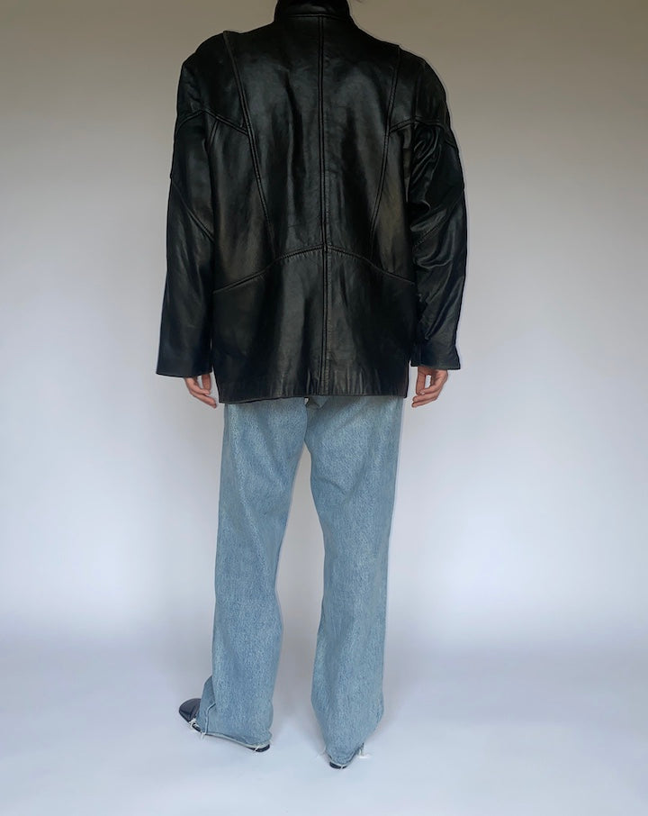 VINTAGE BLACK LEATHER JACKET 4762