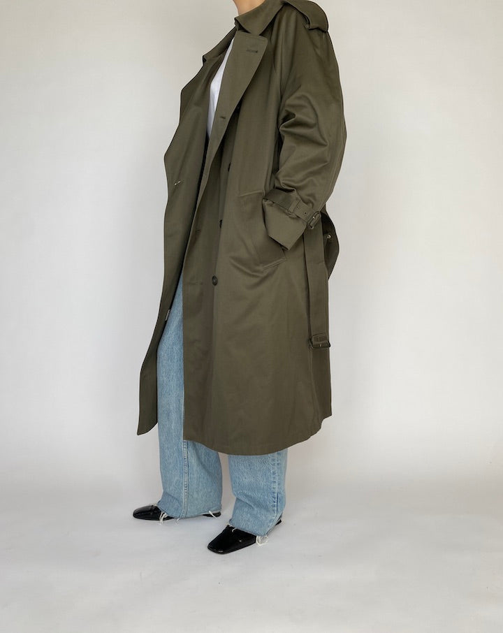VINTAGE OVERSIZED GREEN TRENCH COAT 4821