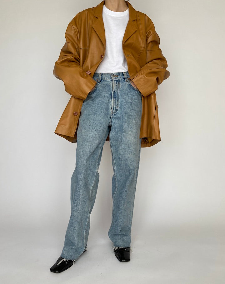 VINTAGE OVERSIZED BROWN LEATHER JACKET 4786