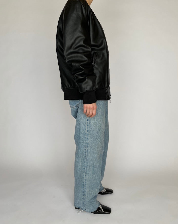VINTAGE BLACK GUESS LEATHER JACKET 4829