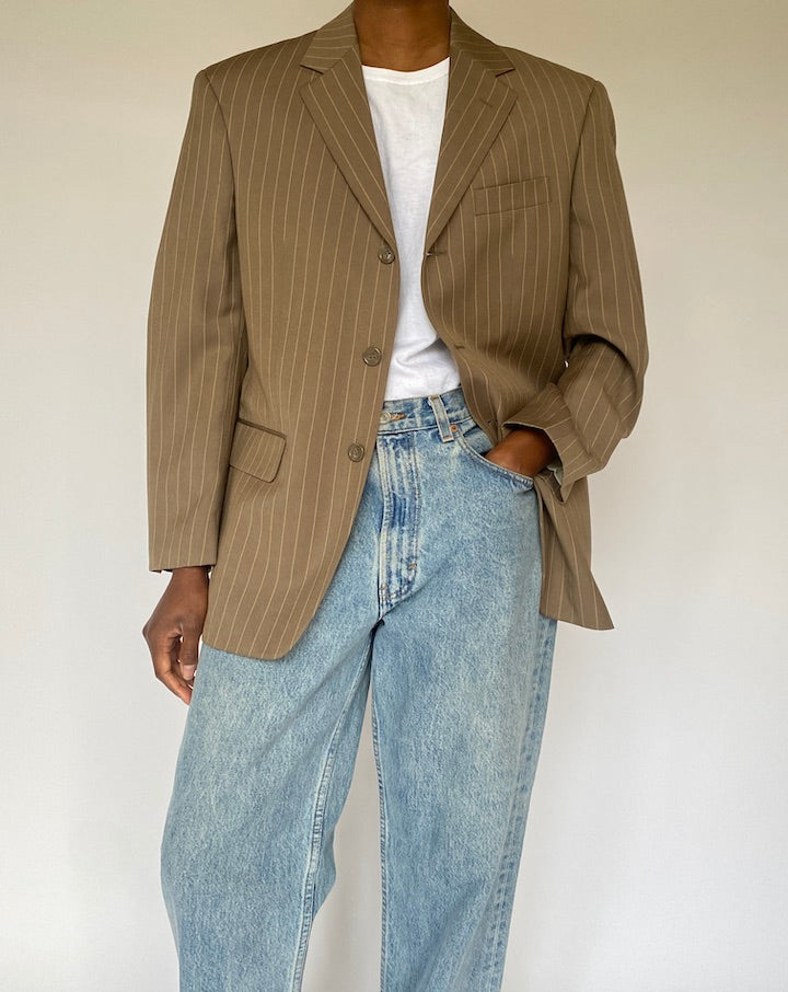 VINTAGE BEIGE PINSTRIPED BLAZER 4890