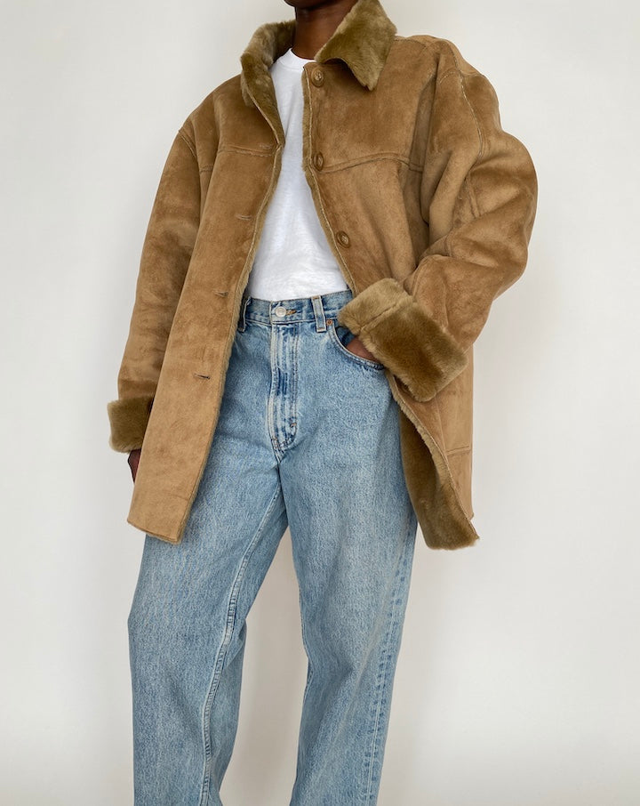 VINTAGE BEIGE FAUX FUR JACKET 4660
