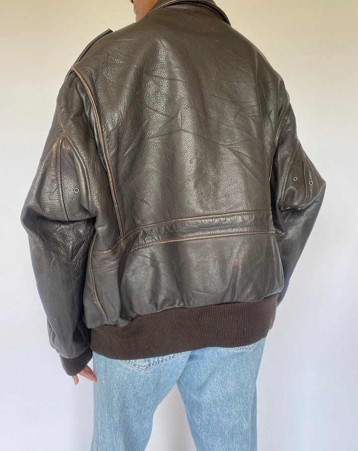 VINTAGE DARK BROWN LEATHER JACKET 4943