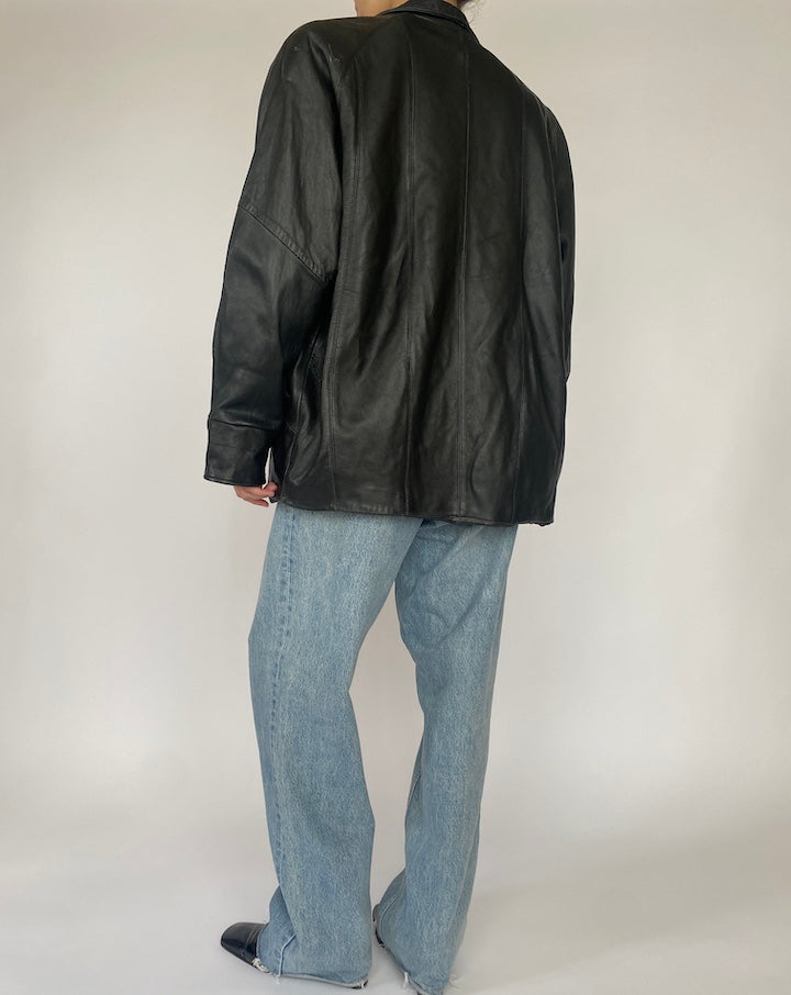VINTAGE BLACK LEATHER JACKET 4682