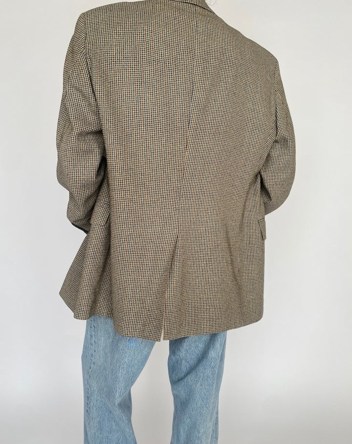 VINTAGE SILK AND WOOL HOUNDSTOOTH BLAZER 4692