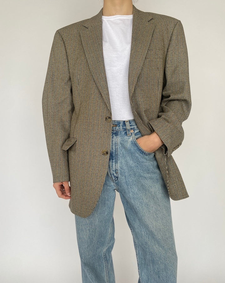 VINTAGE SILK AND WOOL HOUNDSTOOTH BLAZER 4692