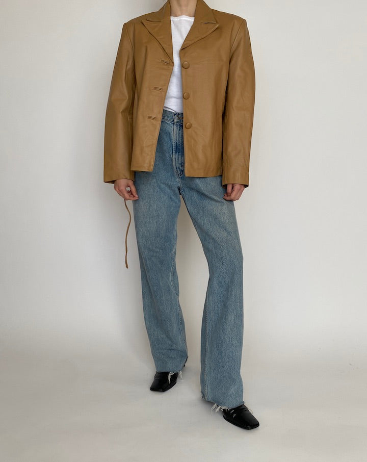 VINTAGE BEIGE LEATHER JACKET 4575