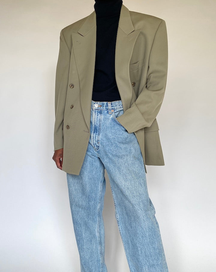 VINTAGE GREEN DOUBLE-BREASTED BLAZER 4398