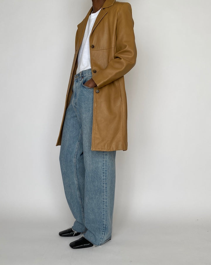VINTAGE BEIGE LEATHER JACKET 4657