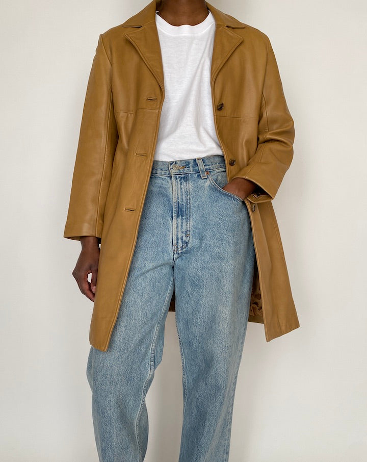 VINTAGE BEIGE LEATHER JACKET 4657