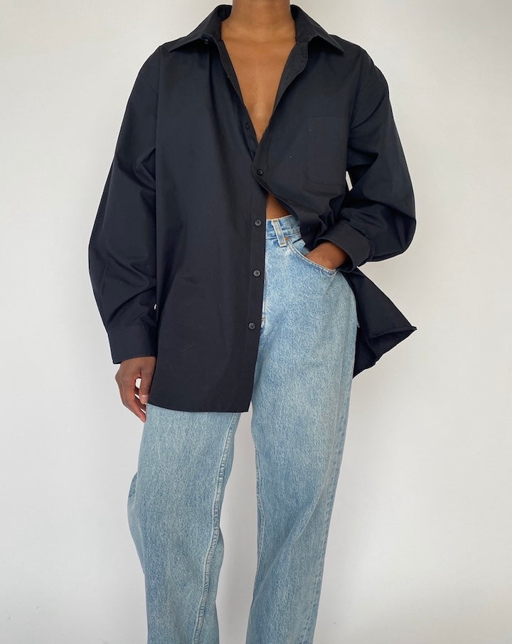 VINTAGE OVERSIZED BLACK SHIRT 4587