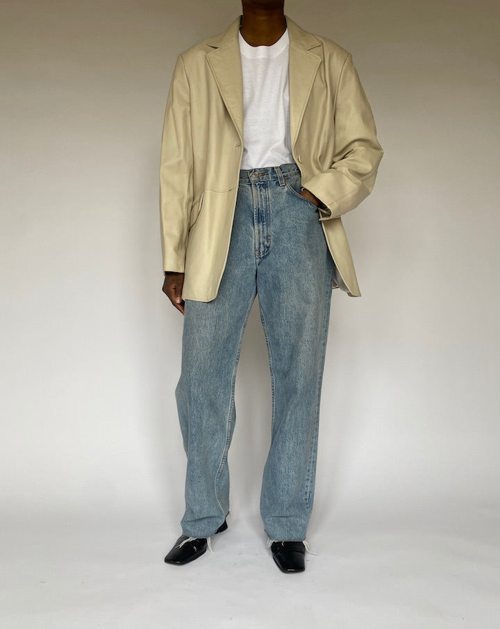 VINTAGE BEIGE LEATHER JACKET 4912