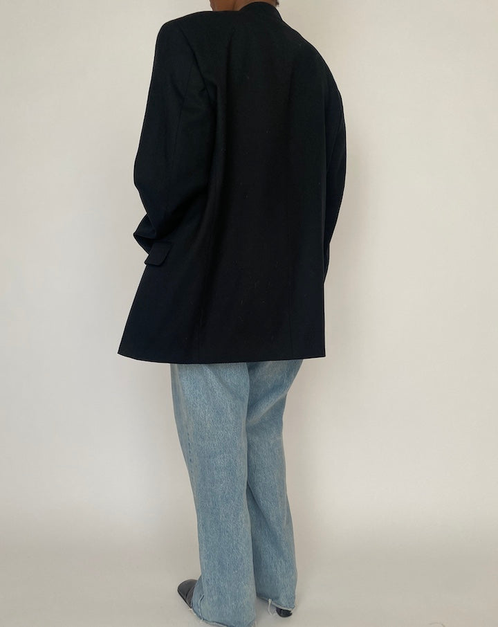 VINTAGE BLACK OVERSIZED WOOL BLAZER 4669