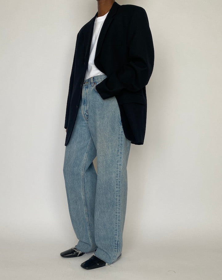 VINTAGE BLACK OVERSIZED WOOL BLAZER 4669