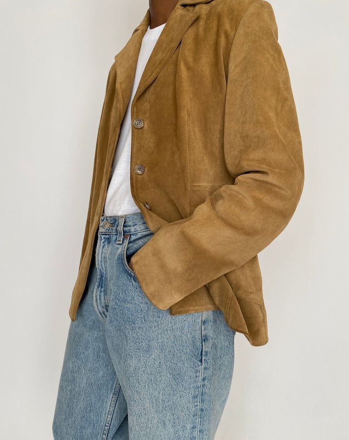 VINTAGE BEIGE SUEDE LEATHER JACKET 4661