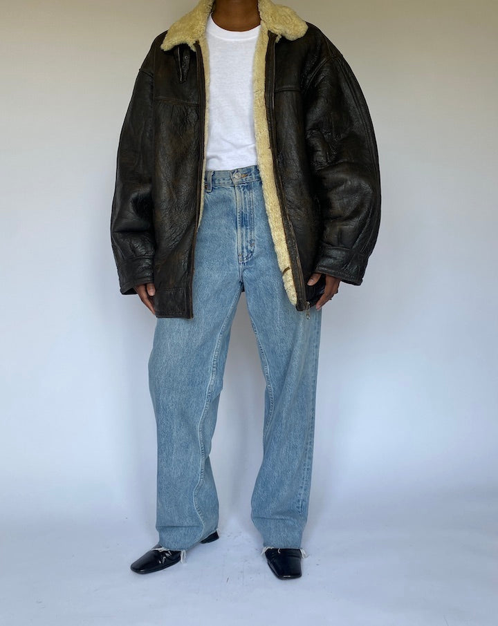 VINTAGE DARK BROWN LEATHER JACKET 4970