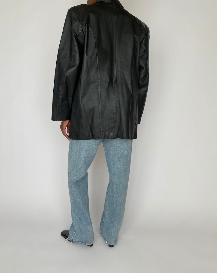 Vintage Black Leather Jacket 4895