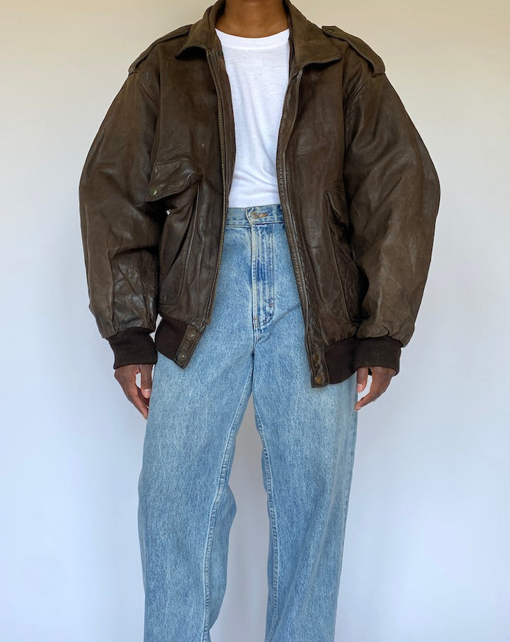 VINTAGE BROWN LEATHER JACKET 4997