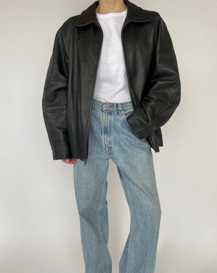 VINTAGE BLACK LEATHER JACKET 4704