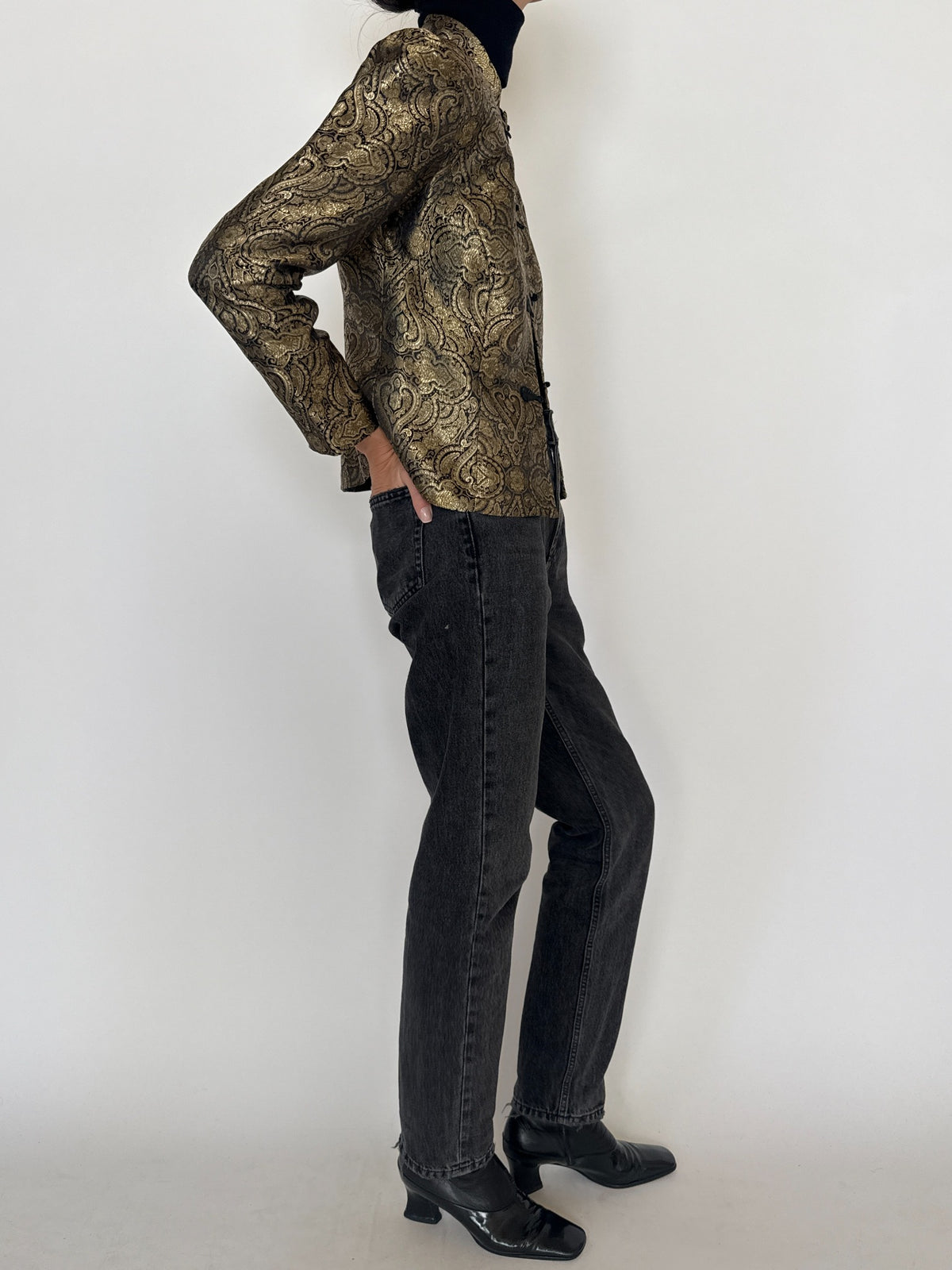 Vintage gold paisley jacquard jacket
