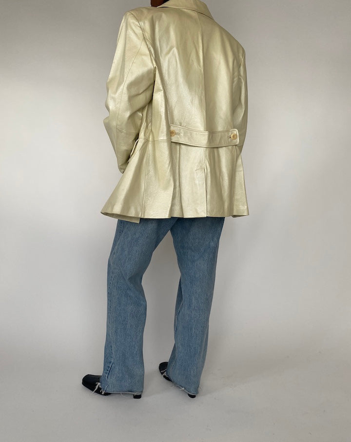 VINTAGE CREAM LEATHER JACKET 4369