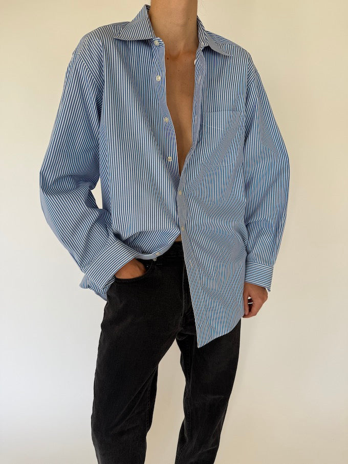 Vintage striped shirt in blue and white 5737