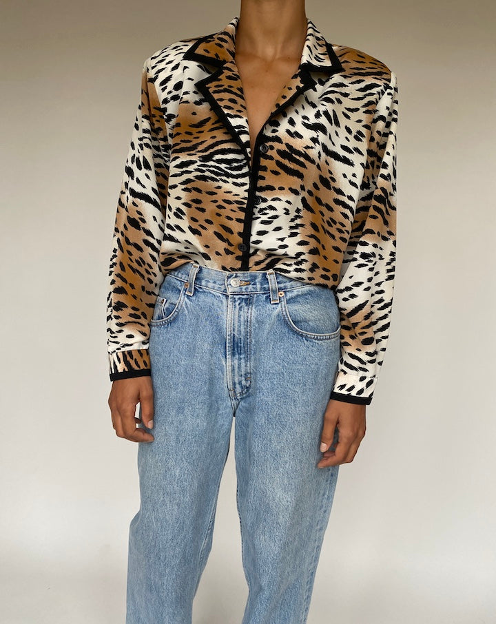 VINTAGE ANIMAL PRINTED BLOUSE 508-2