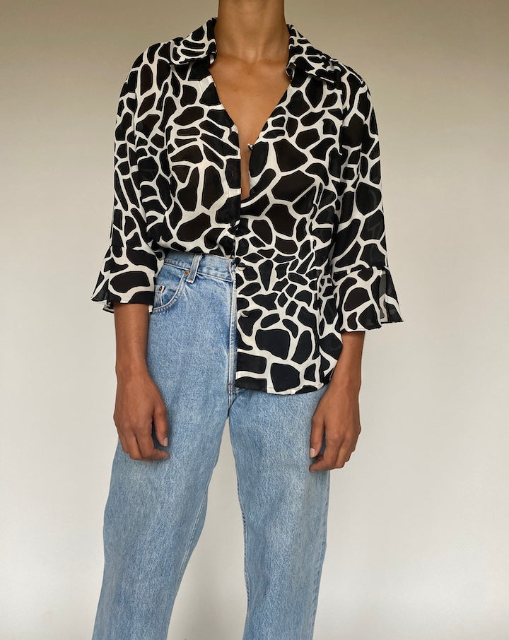 VINTAGE ANIMAL PRINTED BLOUSE 680-2