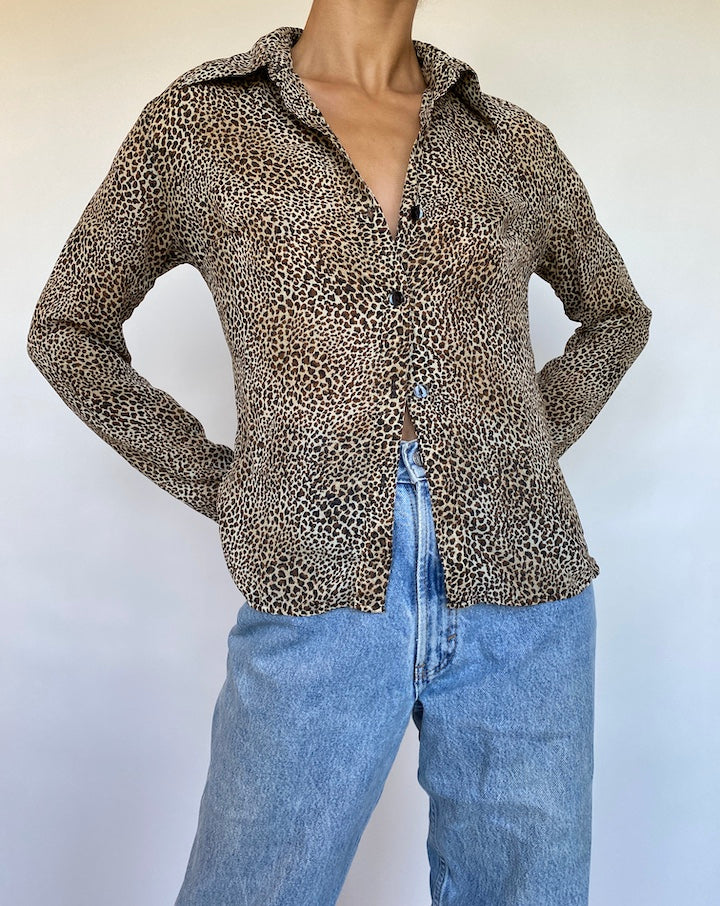 VINTAGE ANIMAL PRINTED BLOUSE 694-2