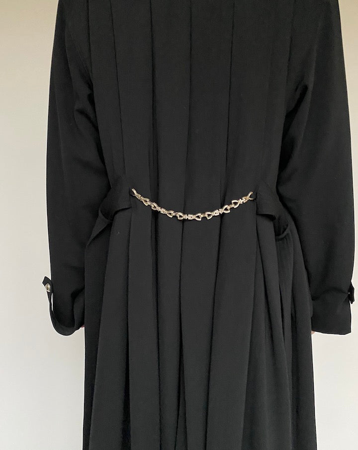 VINTAGE BEAUTIFUL BLACK LONG TRENCH COAT 1006-3