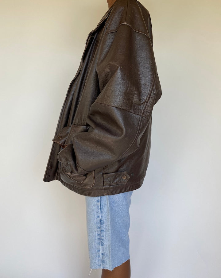VINTAGE BEAUTIFUL BROWN LEATHER JACKET 1174-4