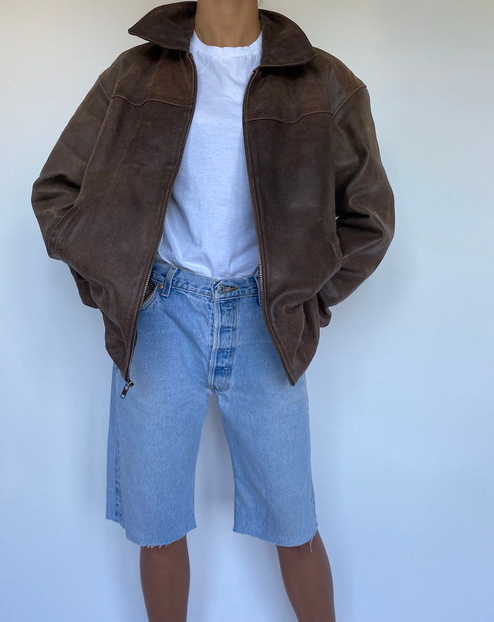 VINTAGE BROWN LEATHER JACKET 909-3
