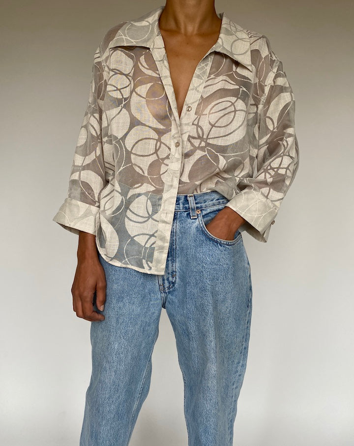 VINTAGE BEIGE BLOUSE 1229-2