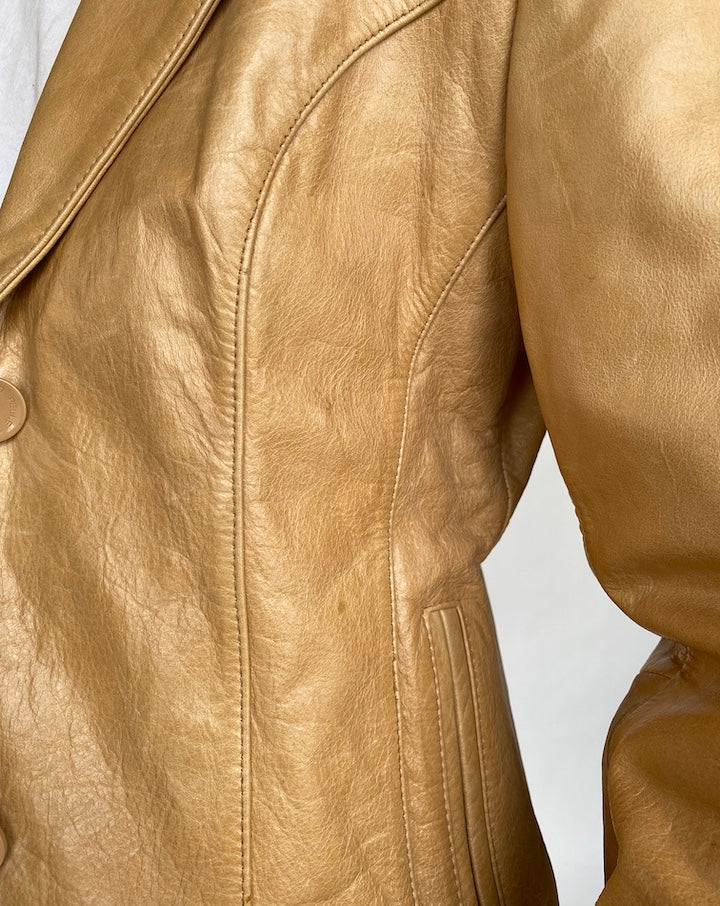 VINTAGE BEIGE LEATHER JACKET 462 3