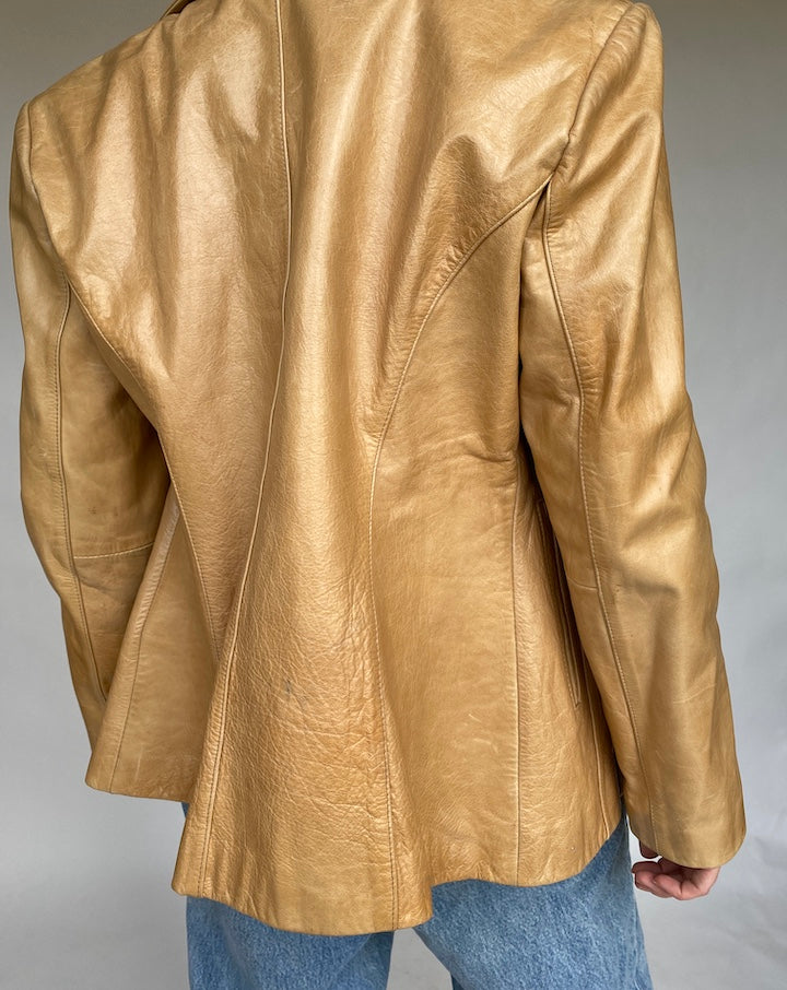 VINTAGE BEIGE LEATHER JACKET 462 4