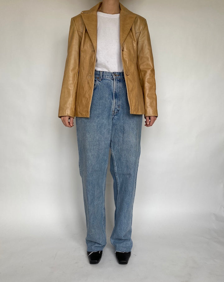 VINTAGE BEIGE LEATHER JACKET 462 5a