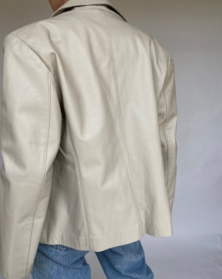 VINTAGE BEIGE LEATHER JACKET 463